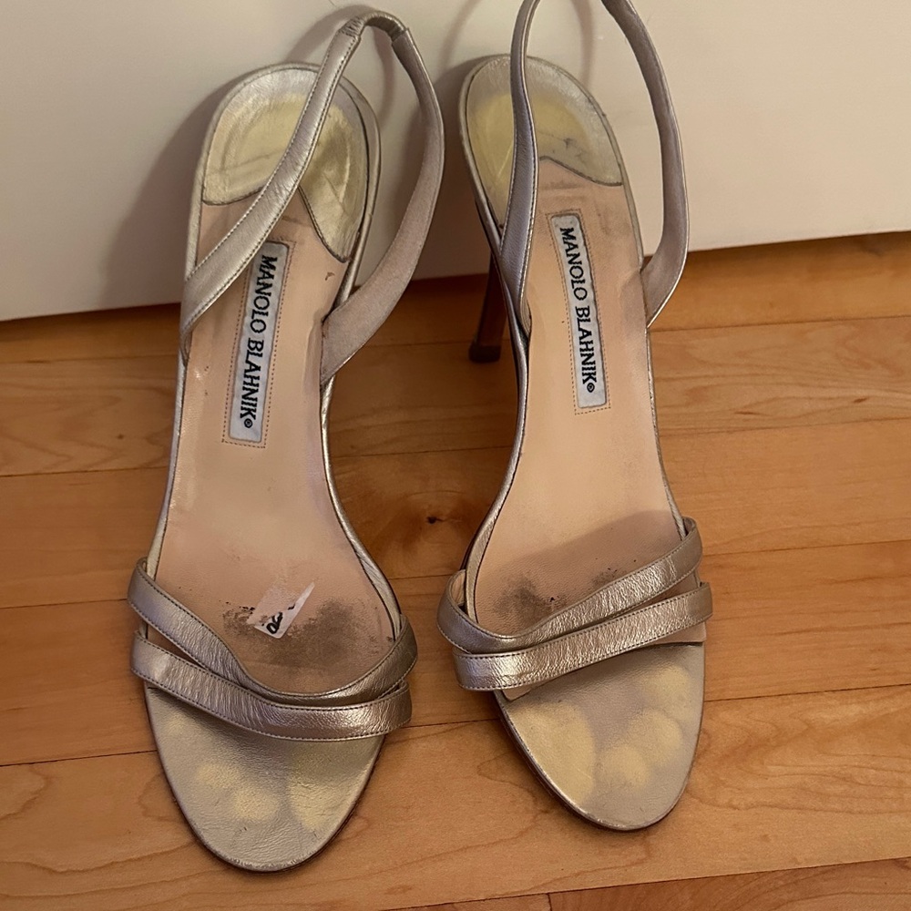 Manolo Blahnik Metallic Silver Heels